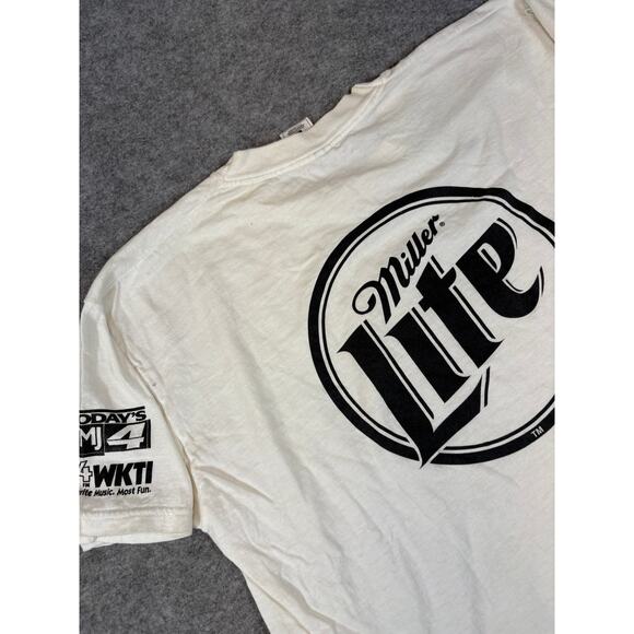 VINTAGE 90s Miller Lite Shirt Mens XL White Ride For The Arts Beer Promo Tee - Picture 7 of 8